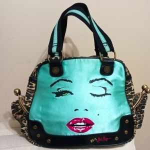 Betsey Johnson Aqua Leopard Marilyn Monroe bag